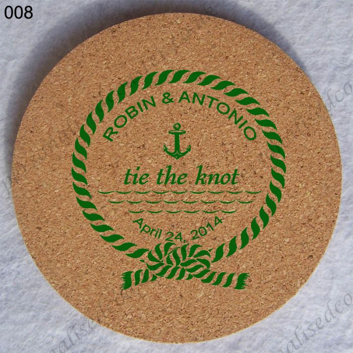 wedding gift favor personalized cork coaster 008